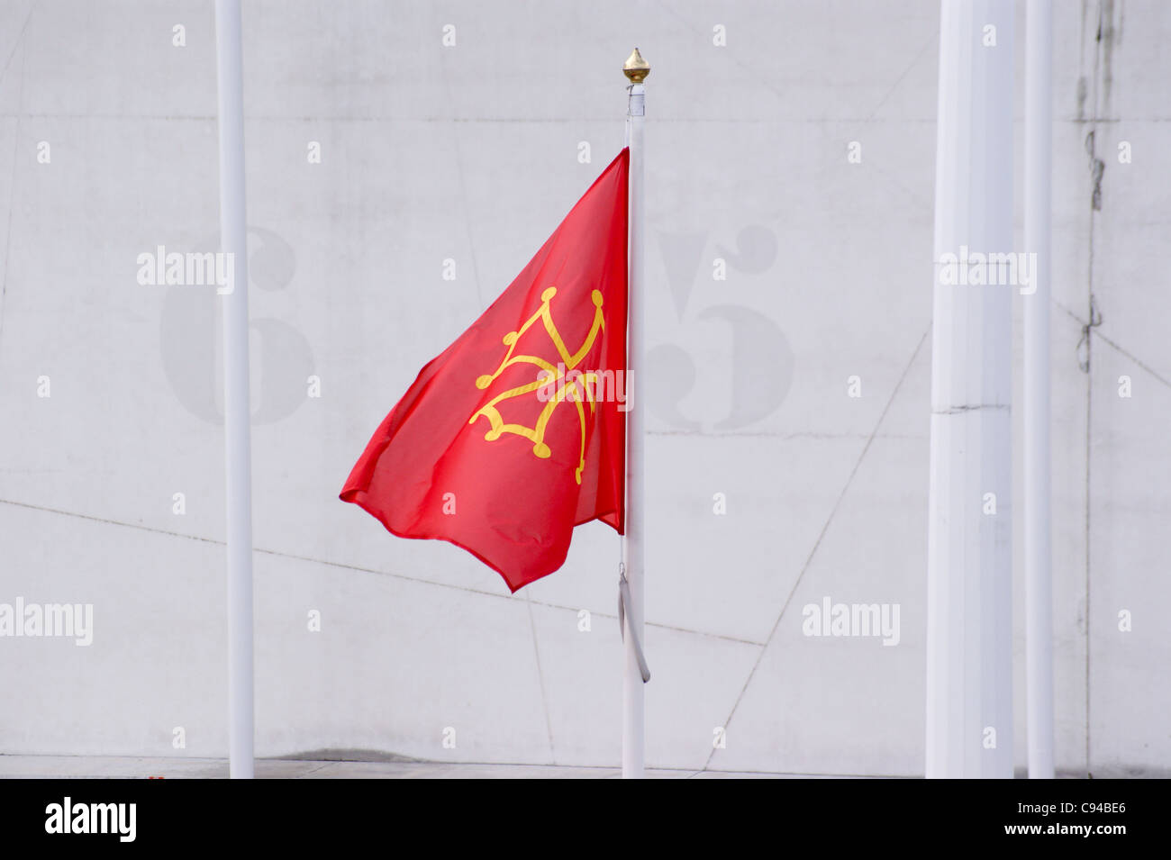 Drapeau de la ville de Toulouse, Haute-Garonne, Midi- Pyréneés, Occitanie, France Banque D'Images