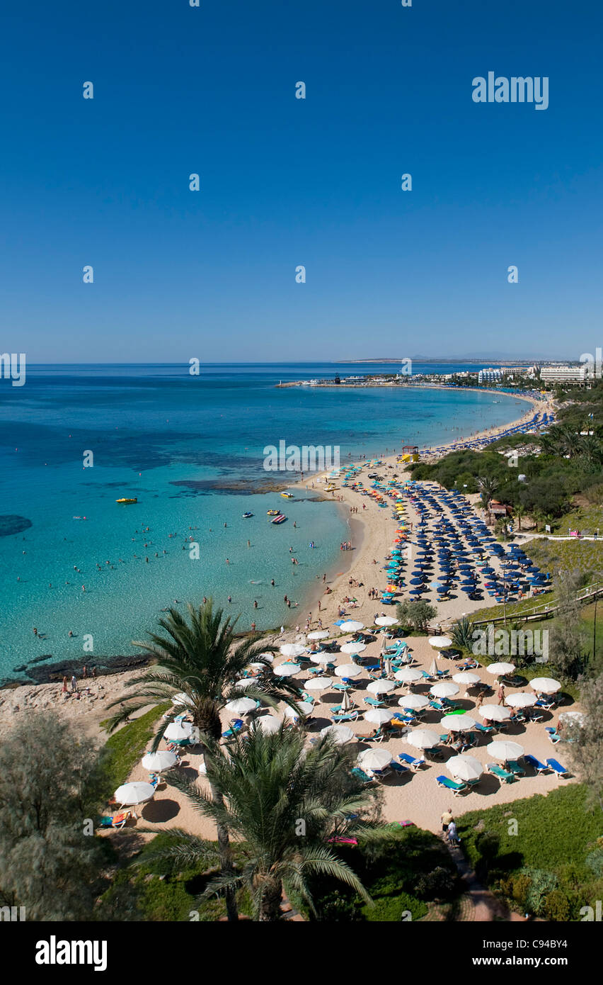 Plage de Grecian Bay, Ayia Napa, Chypre Banque D'Images