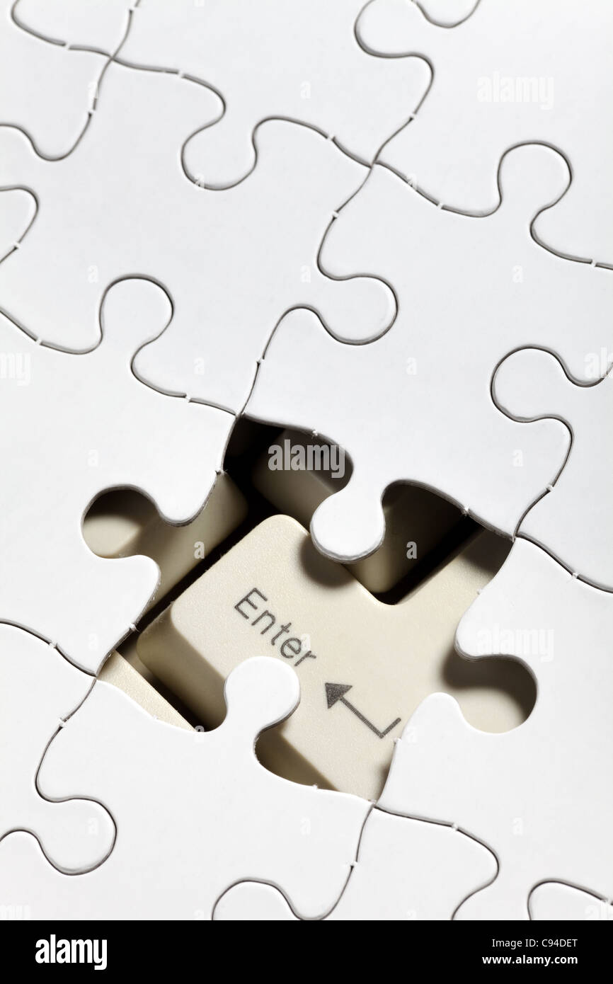 Clavier de l'ordinateur et Puzzle,concept de solution Banque D'Images