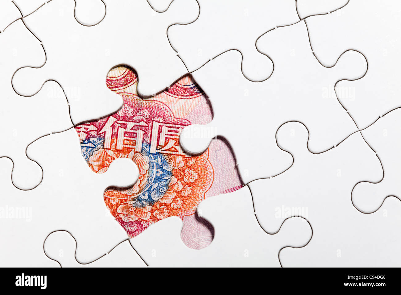 Yuan chinois Puzzle, concept d'entreprise de solution Banque D'Images