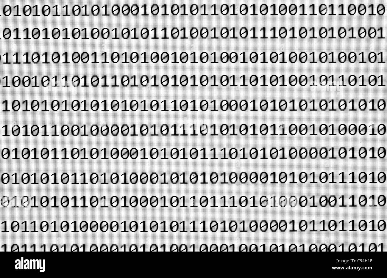 Les nombres binaires sur un écran d'ordinateur Banque D'Images