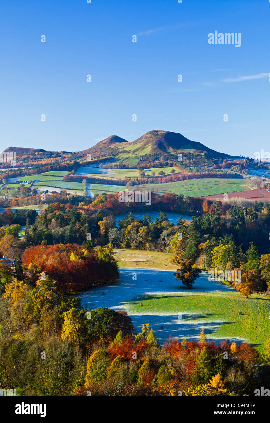 Scott's View en automne/hiver à la recherche de l'Eildon Hills dans la région des Scottish Borders en Écosse au Royaume-Uni, en Europe Banque D'Images