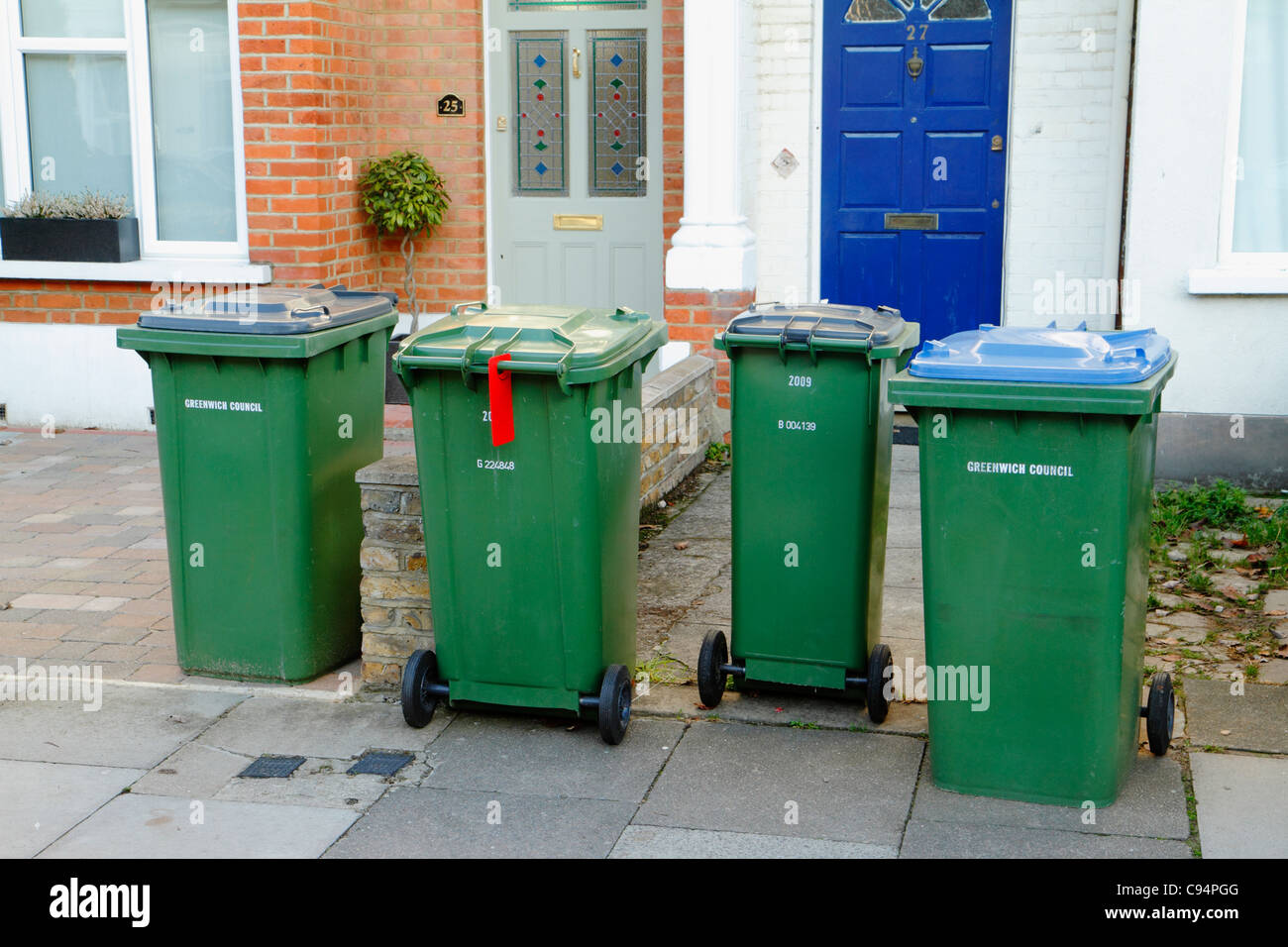 Conseil Greenwich wheelie des maisons Banque D'Images