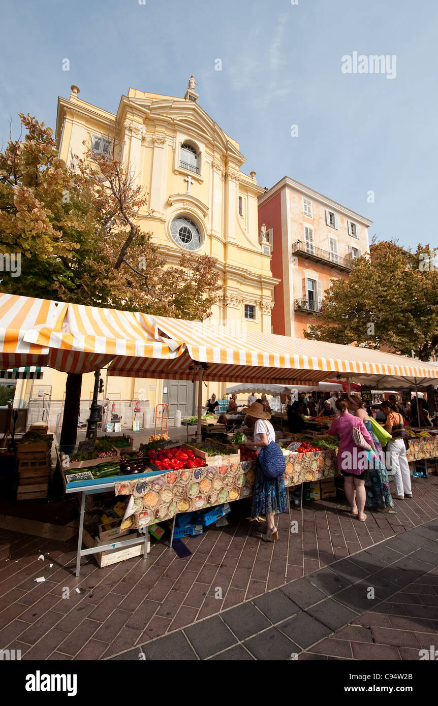 Marché aux Fleurs, vieille ville Nice, Côte d'Azur, France Banque D'Images