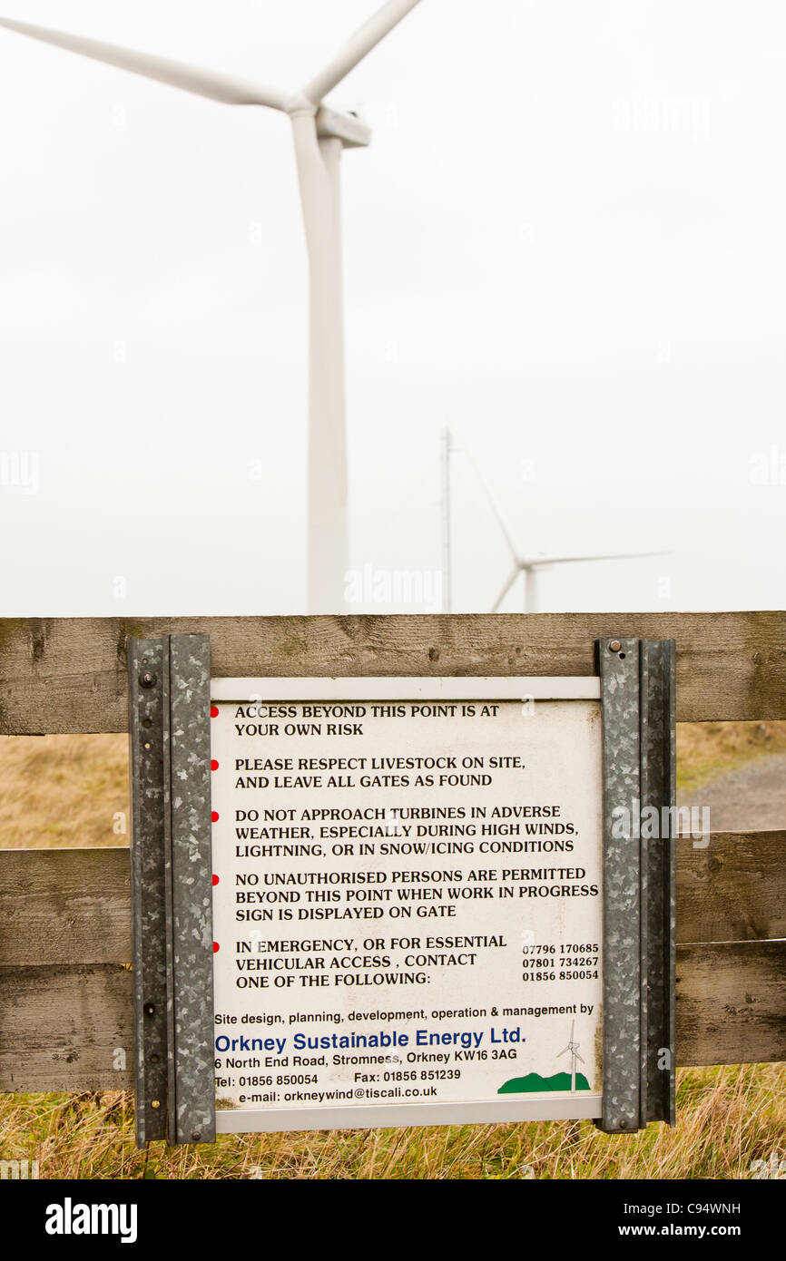 Burgar Hill wind farm sur le continent des Orcades, Ecosse, Royaume-Uni. Banque D'Images