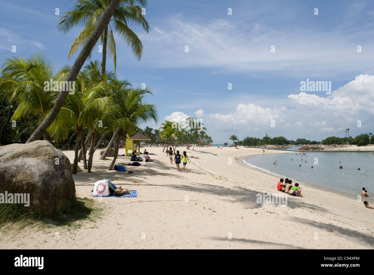 La plage de Siloso Sentosa : Banque D'Images