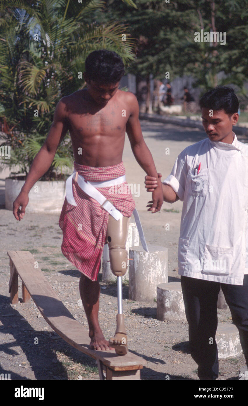 Les mines terrestres demeurent l'héritage d'années de guerre au Cambodge. Banque D'Images
