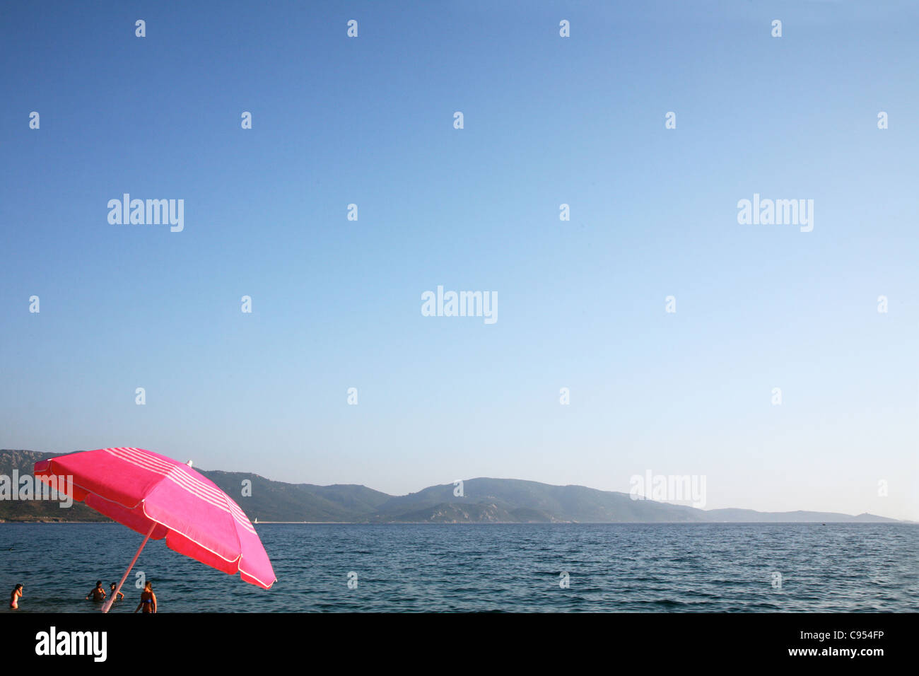 Écran solaire rose Banque D'Images