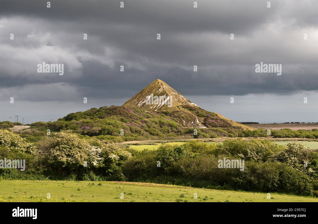 Une vieille mine d'argile chinoise et un tas de gâterie au-dessus de St Austell, Cornwall, Royaume-Uni. Le site est lentement récupéré par nature Banque D'Images