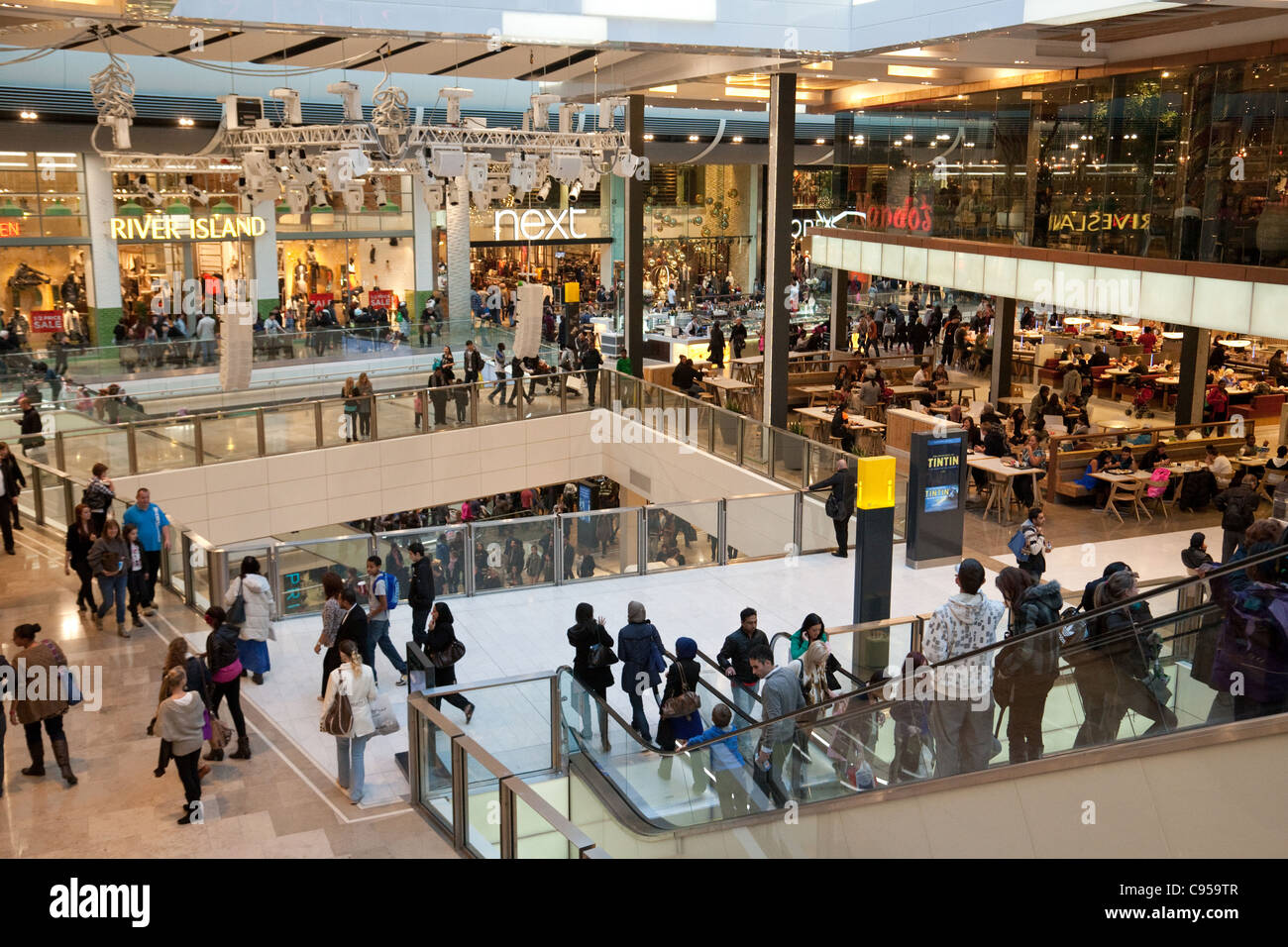 Westfield Stratford; Westfield shopping Mall Center, Stratford, Londres, Royaume-Uni Banque D'Images