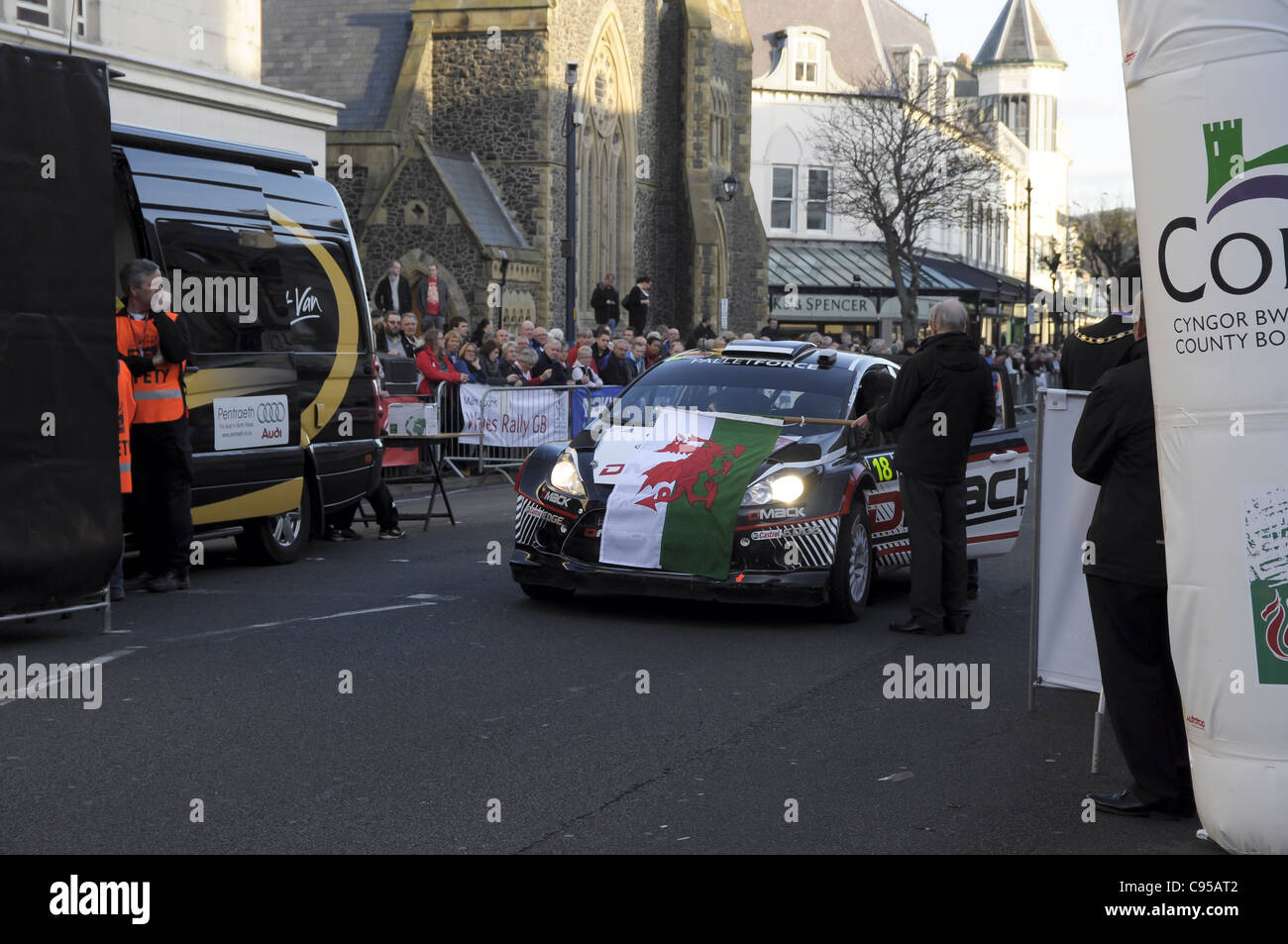 Wales Rally GB Rally voiture de compétition au Championnat du Monde des Rallyes Banque D'Images