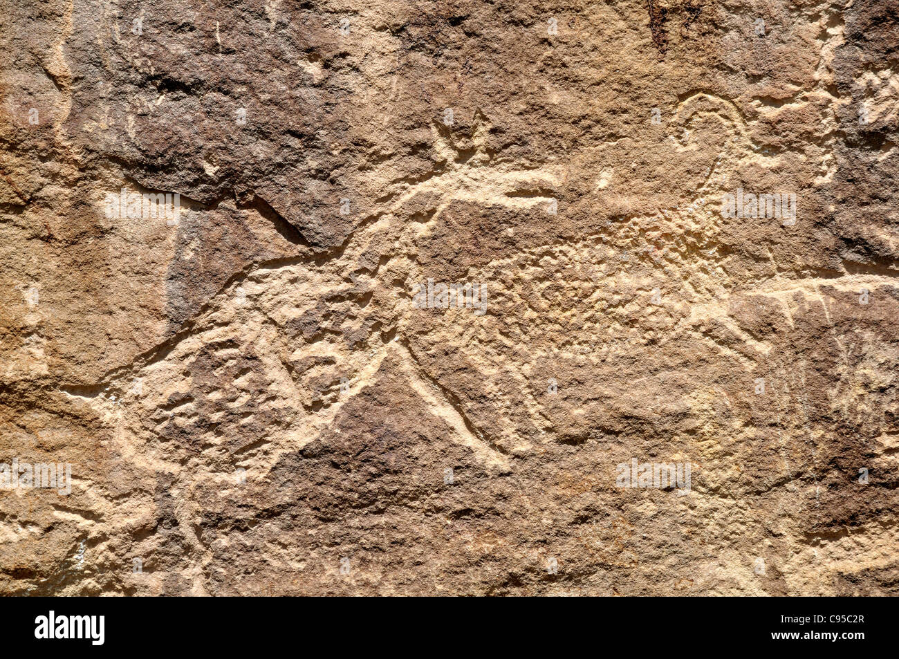 Cave art (pétroglyphes) attribuée à Fremont Indians in Canyonlands Banque D'Images