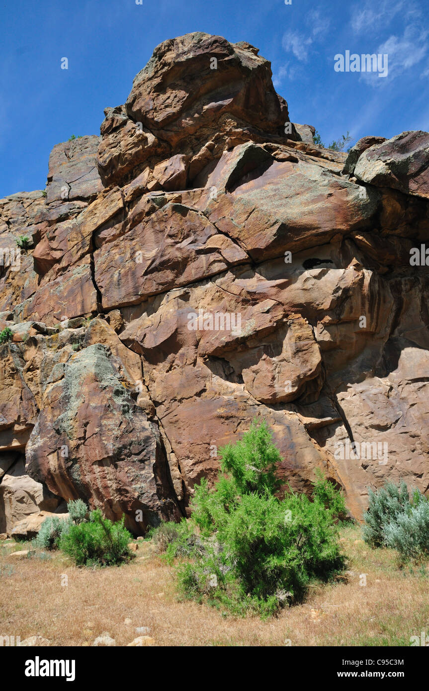 Canyonlands en falaise sur laquelle se trouve l'art rupestre Banque D'Images