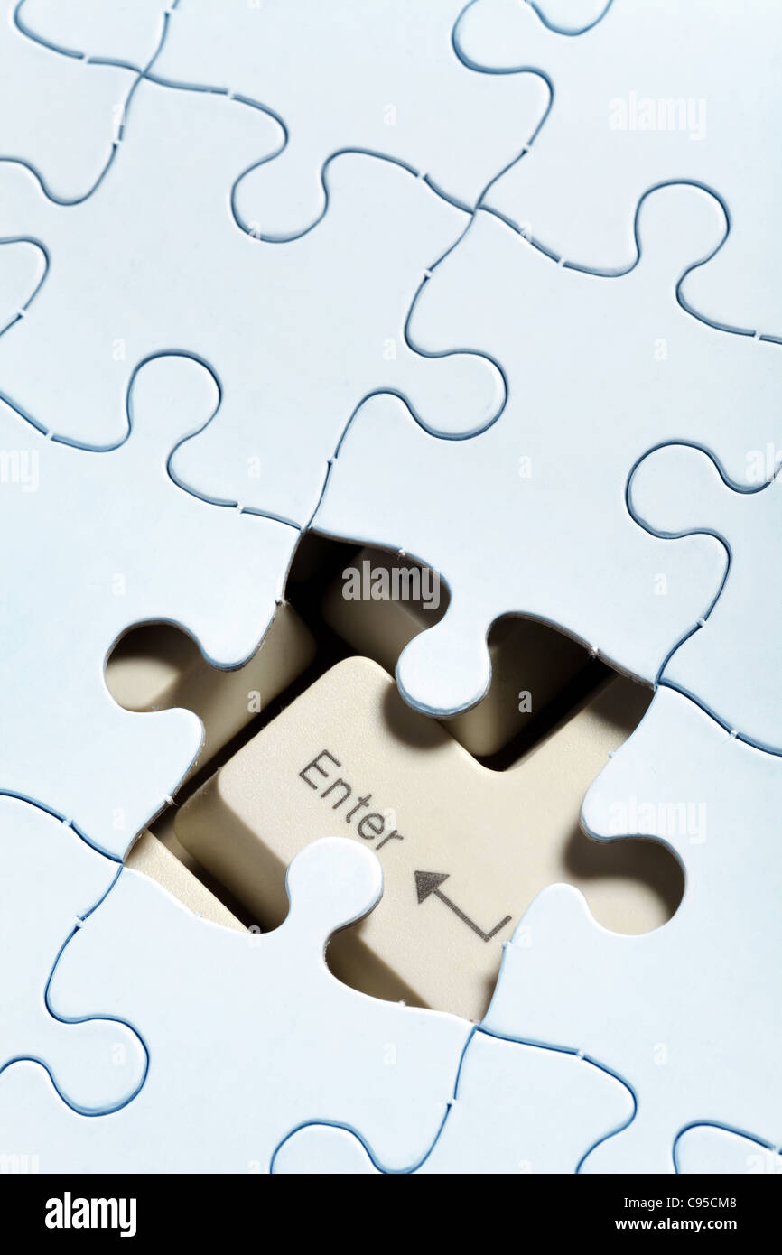 Clavier de l'ordinateur et Puzzle,concept de solution Banque D'Images