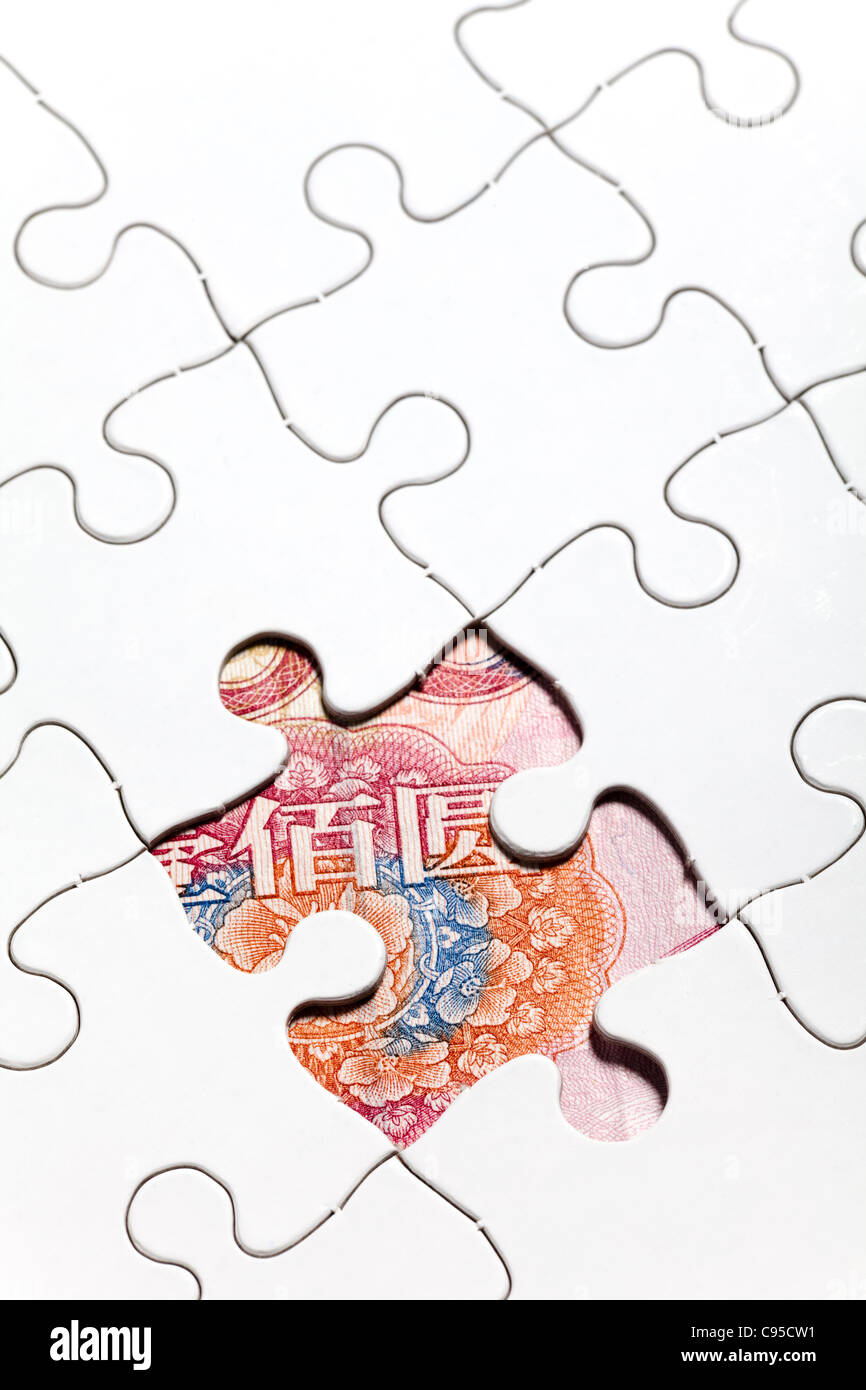 Yuan chinois Puzzle, concept d'entreprise de solution Banque D'Images