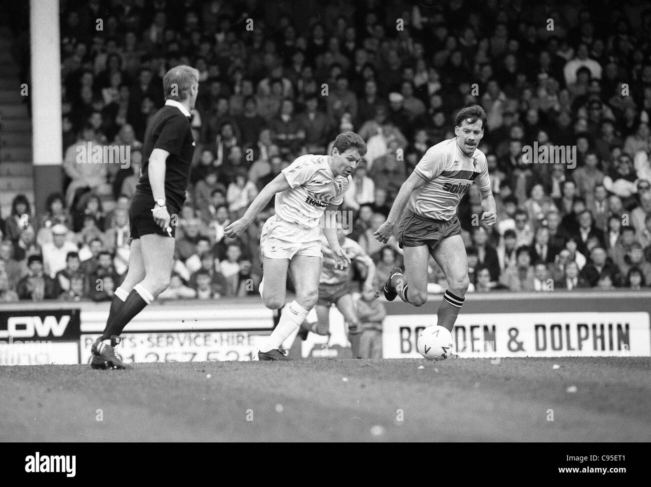 Tottenham Hotspur / Watford 11/4/87 Clive Allen et Steve Sims FA Cup 1987 demi-finale Banque D'Images