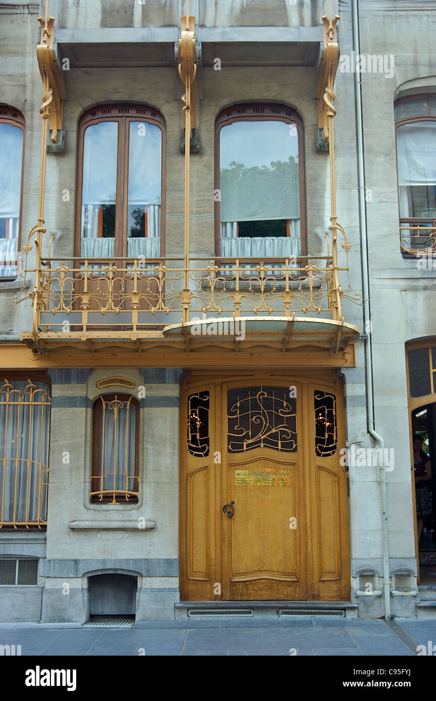 Entrée du Musée Horta, ancienne demeure de l'architecte et designer Art Nouveau Victor Horta début des années 1890. Banque D'Images