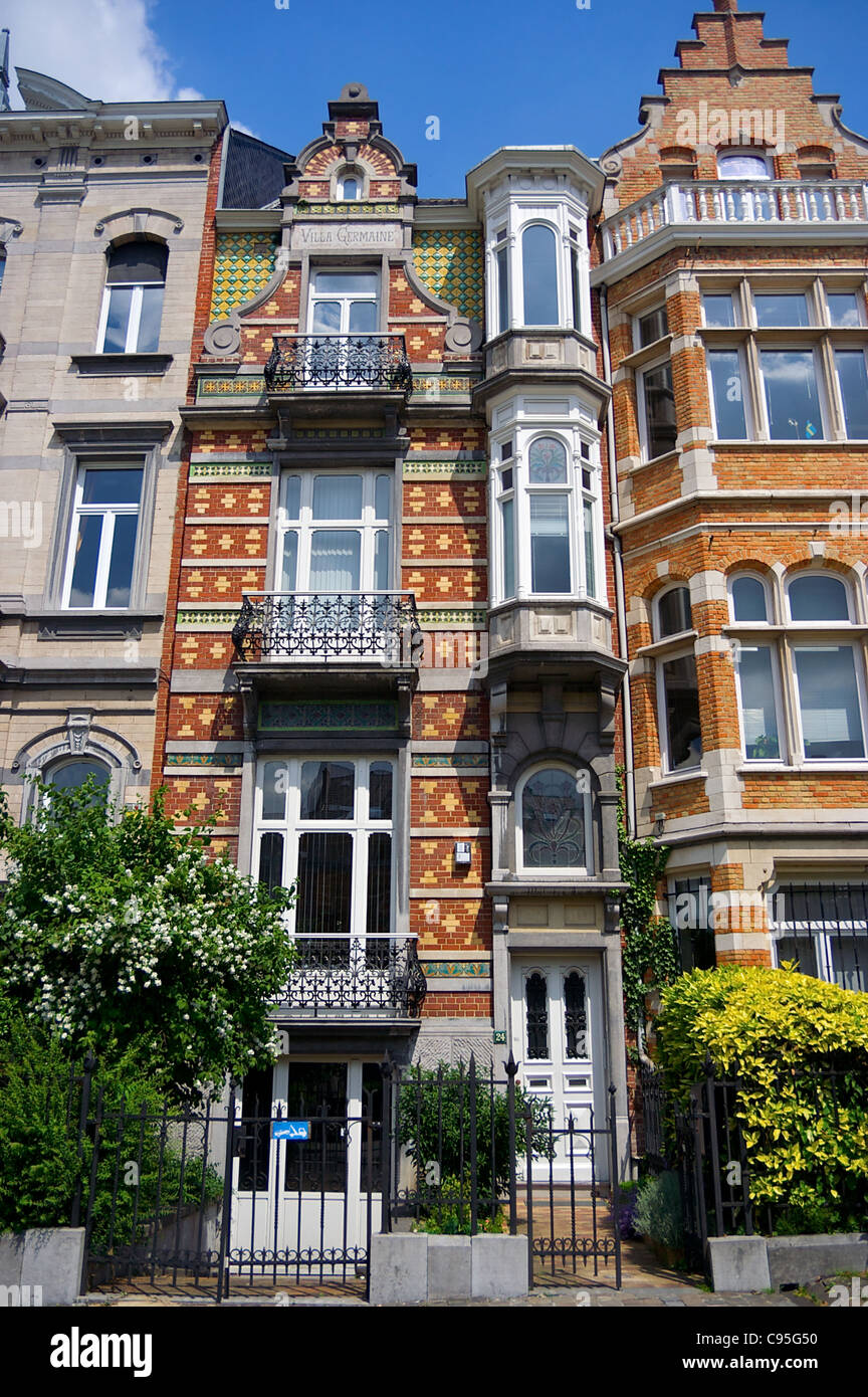 Maisons Art Nouveau dans le quartier européen, Bruxelles, Belgique Banque D'Images