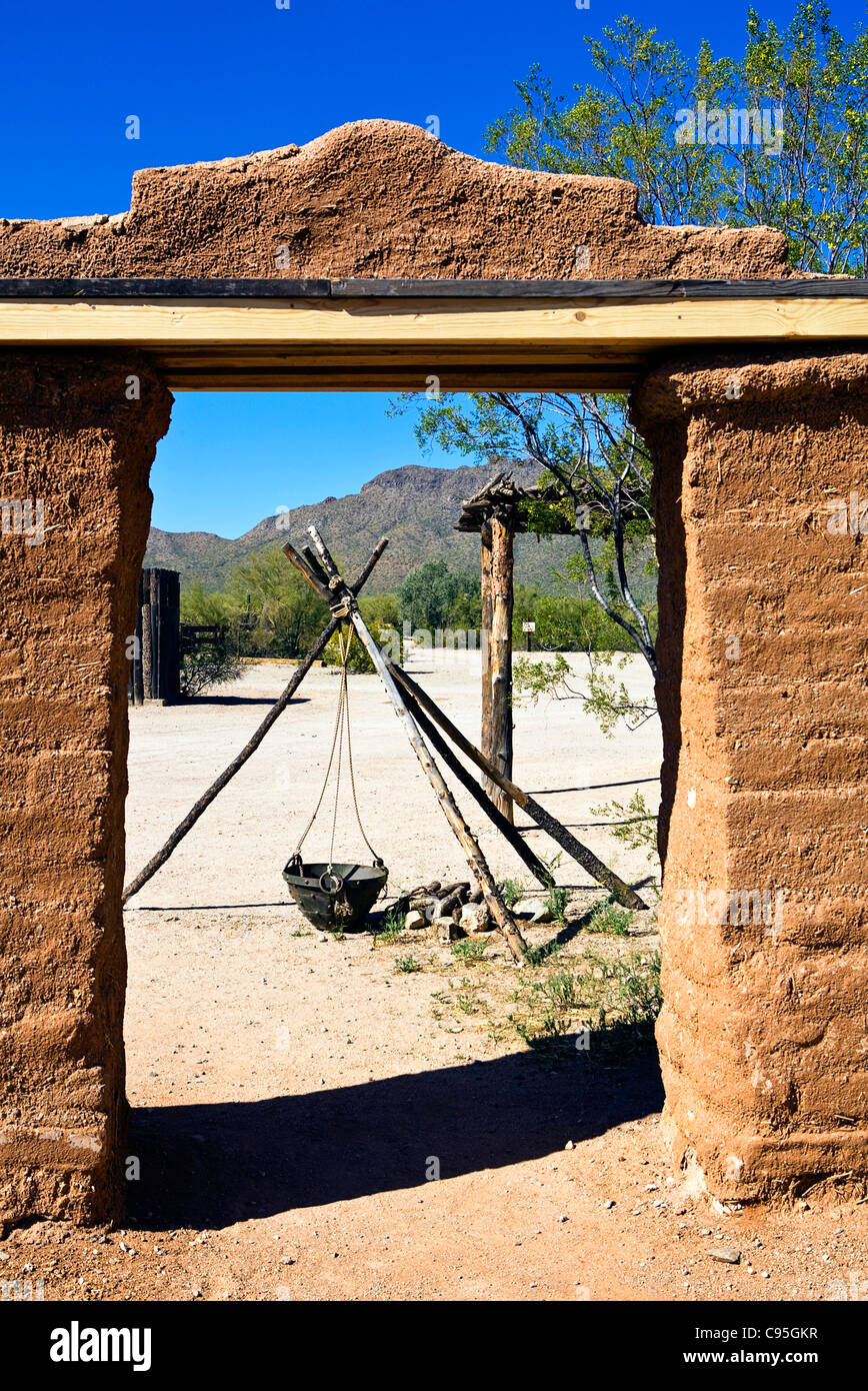 Image d'une structure d'adobe à l'Old Tucson Studios en Arizona Banque D'Images