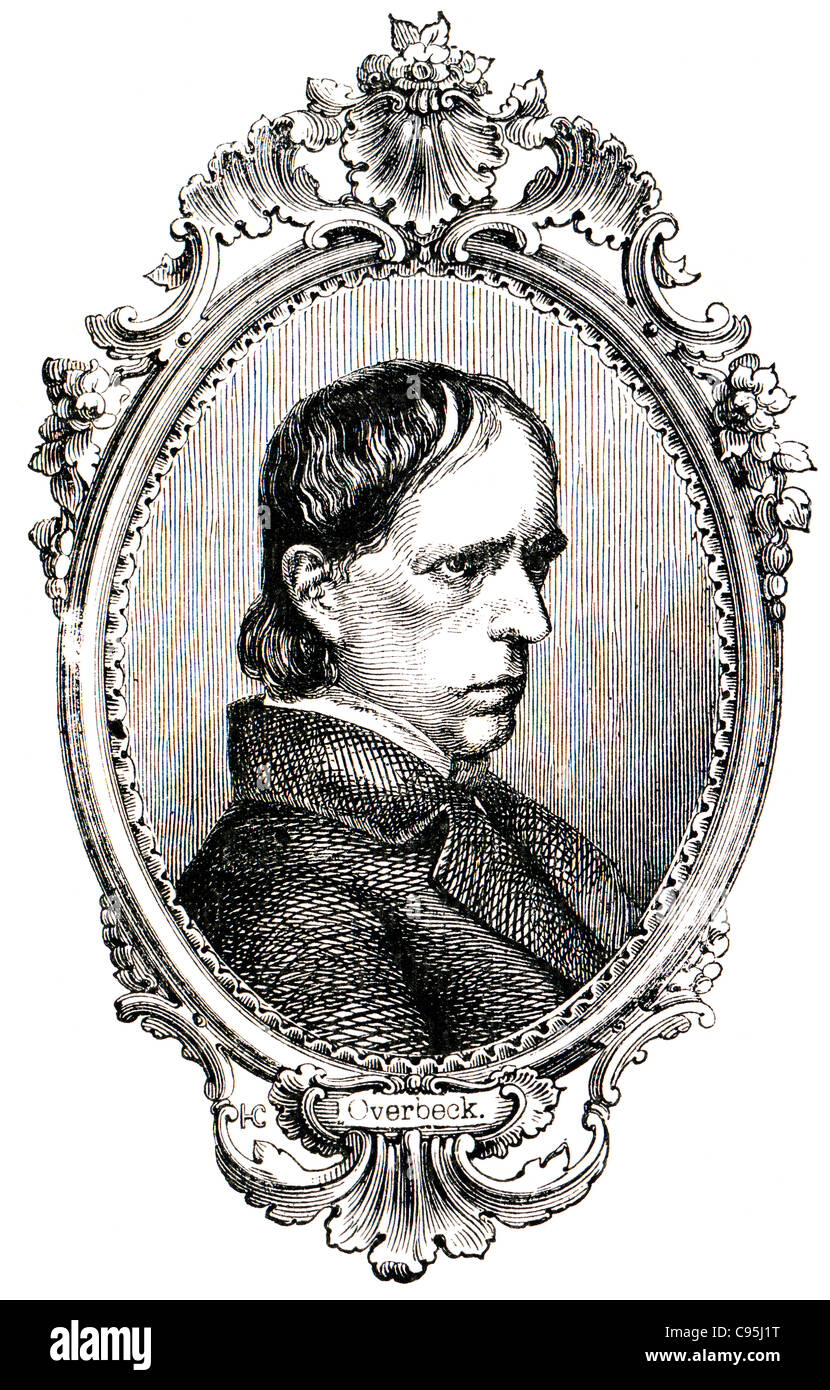 Gravures anciennes. Montre Johann Friedrich Overbeck. Le livre 'histoire de l'Église', 1880 Banque D'Images