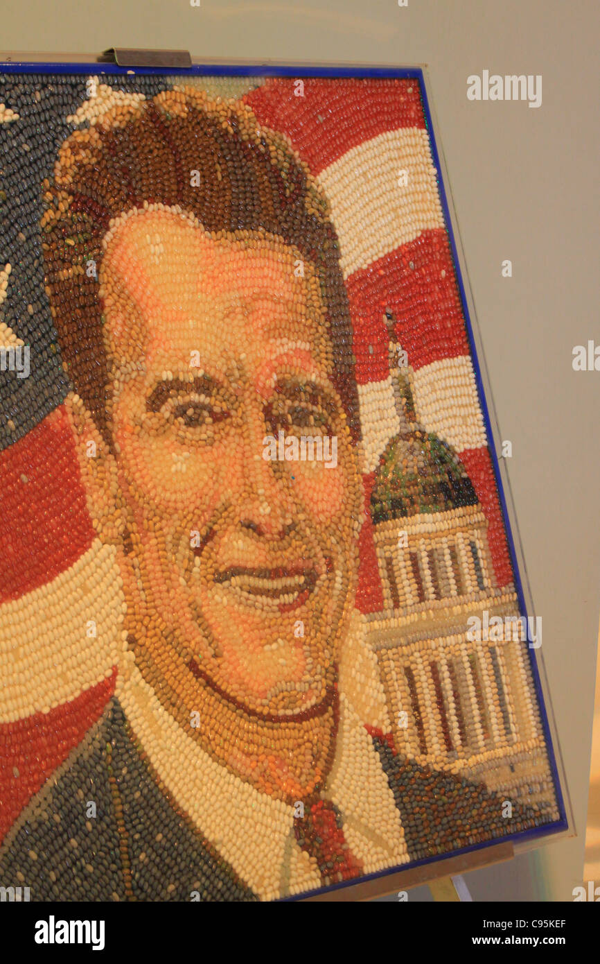 Jelly Bean collage d'Arnold Schwarzenegger sur la pièce au California State Fair Banque D'Images