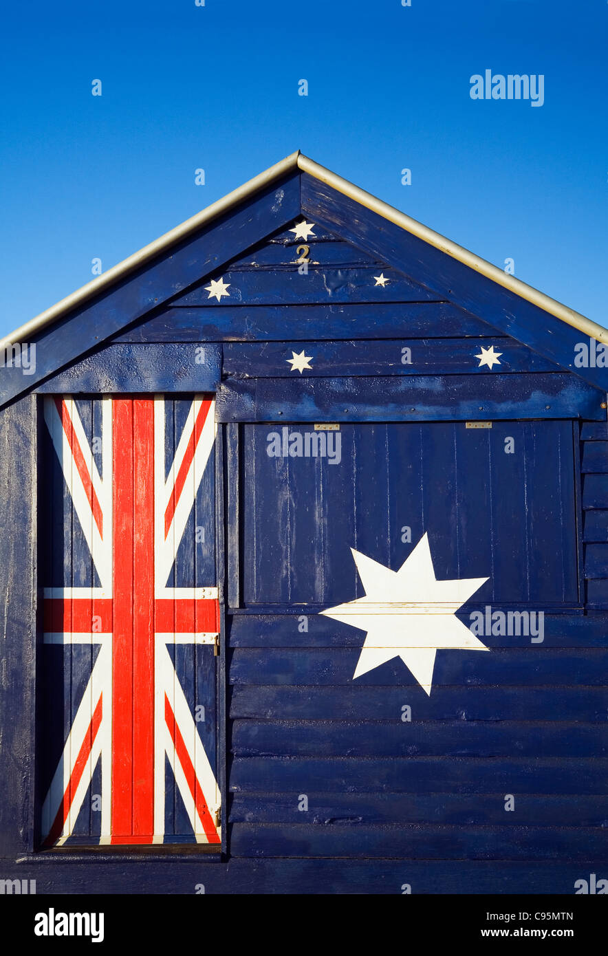Australien iconique beach hut à la plage de Brighton, à Melbourne, Victoria, Australie Banque D'Images