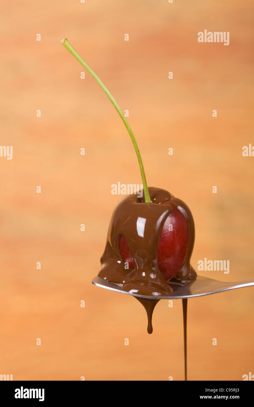 Sweet Cherry avec garniture au chocolat Banque D'Images