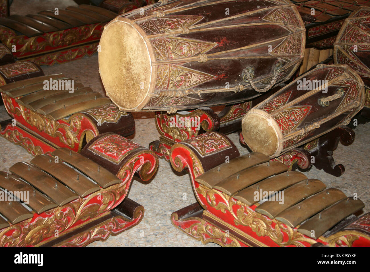 Instruments de musique de gamelan Banque D'Images
