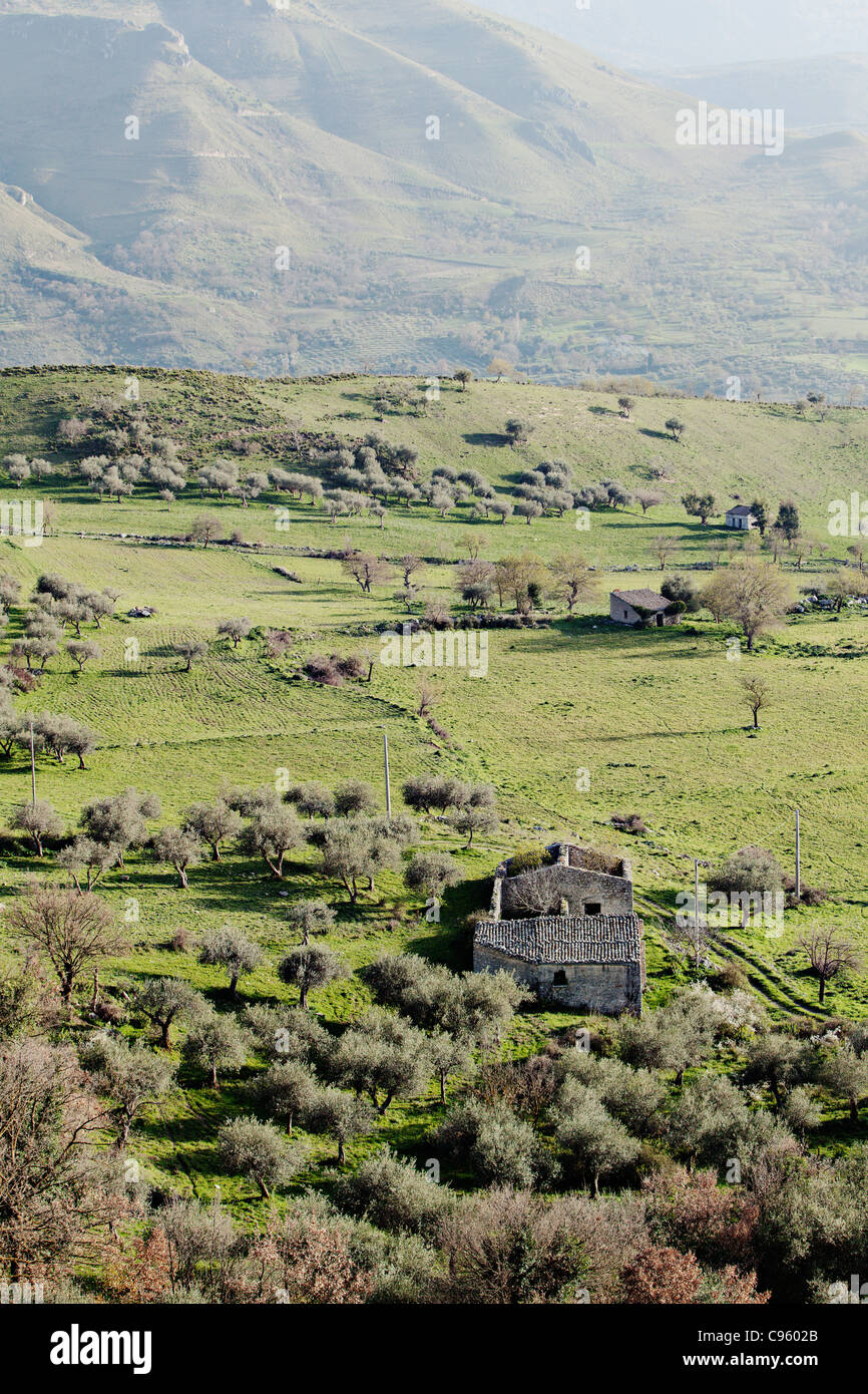 Paysage de campagne en Sicile, Italie. Banque D'Images