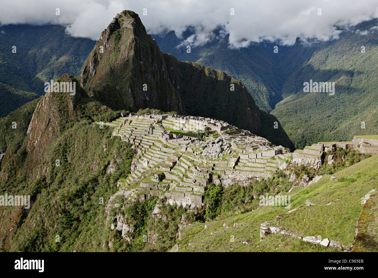 Le Machu Picchu, les ruines Inca et la plus connue dans le site touristique des Andes, au Pérou. Banque D'Images