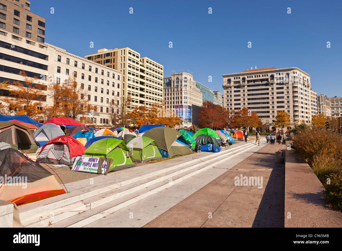 WASHINGTON, DC USA - occupent Washington camp de protestation à Freedom Plaza. Banque D'Images