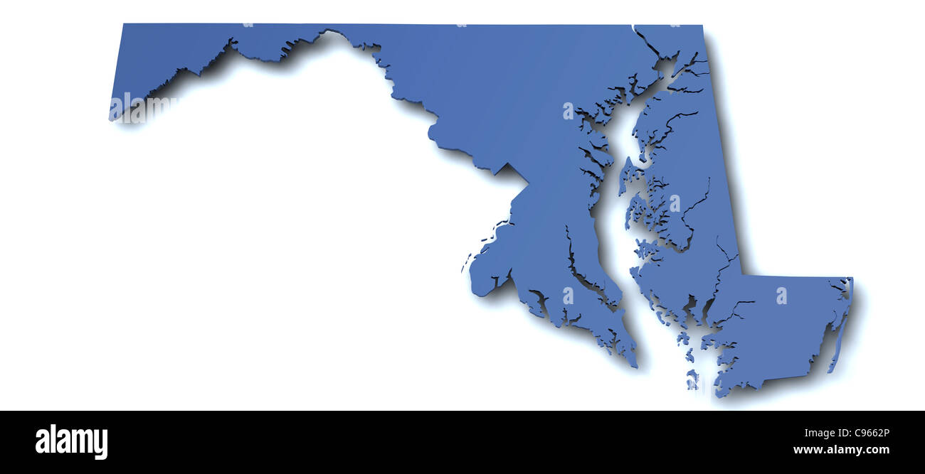 Carte de rendu 3D de l'état du Maryland - USA Banque D'Images