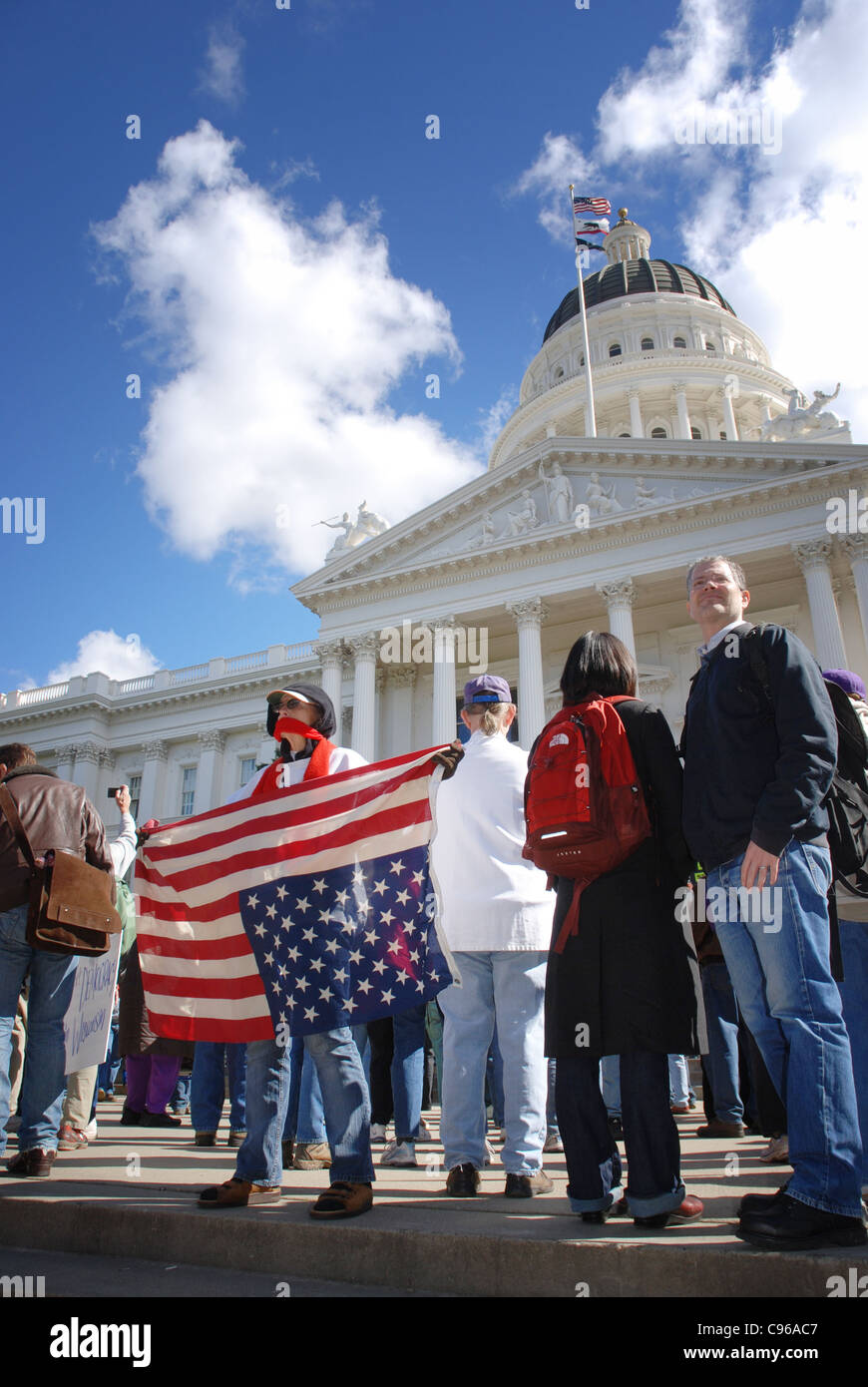 Union du travail les supporters affluent au California State Capitol au 'pour sauver le rêve américain" Banque D'Images