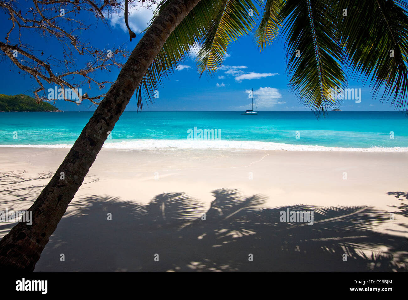 Paradise beach Seychelles Praslin Anse Lazio Banque D'Images