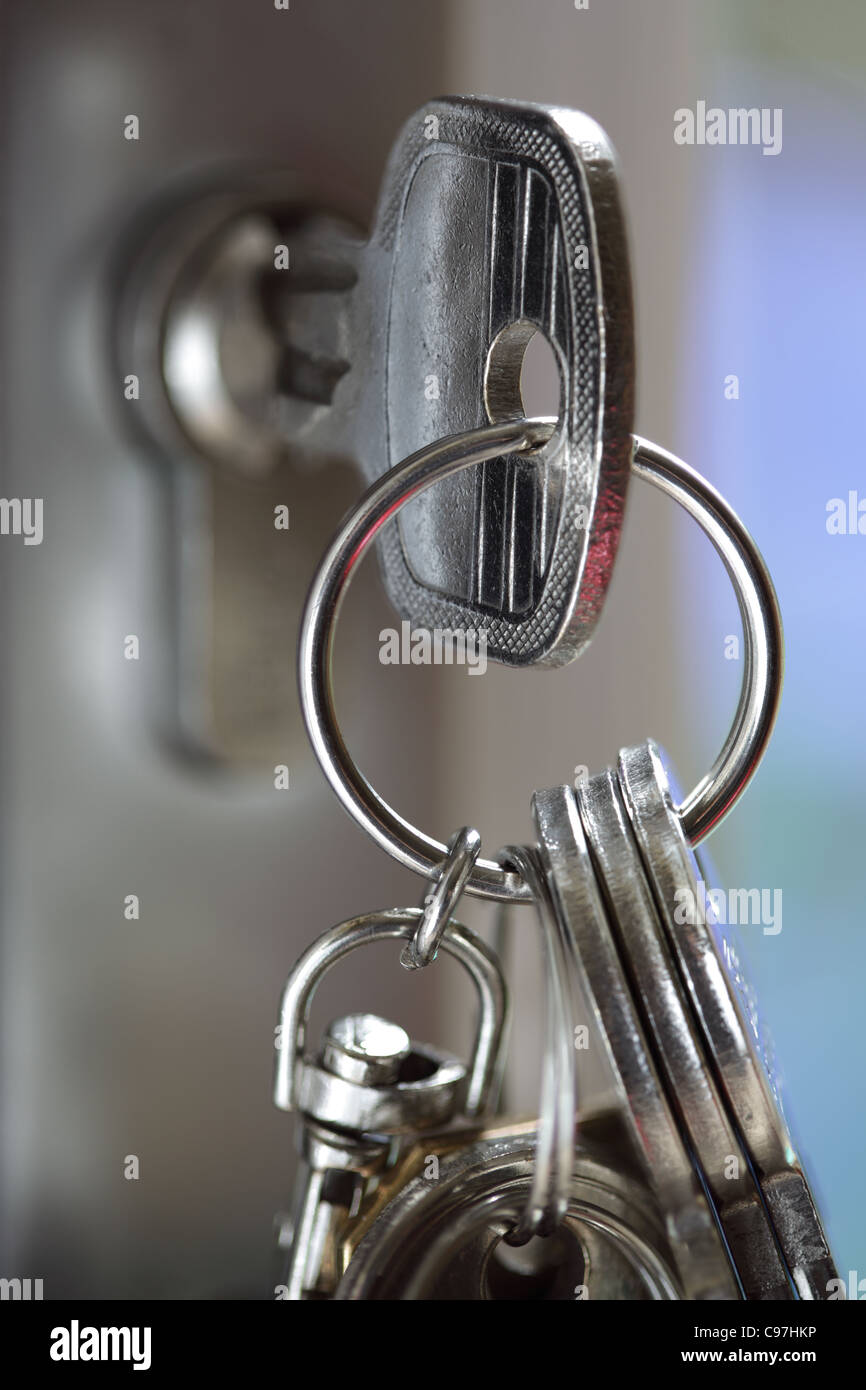 Clé dans une serrure Banque D'Images