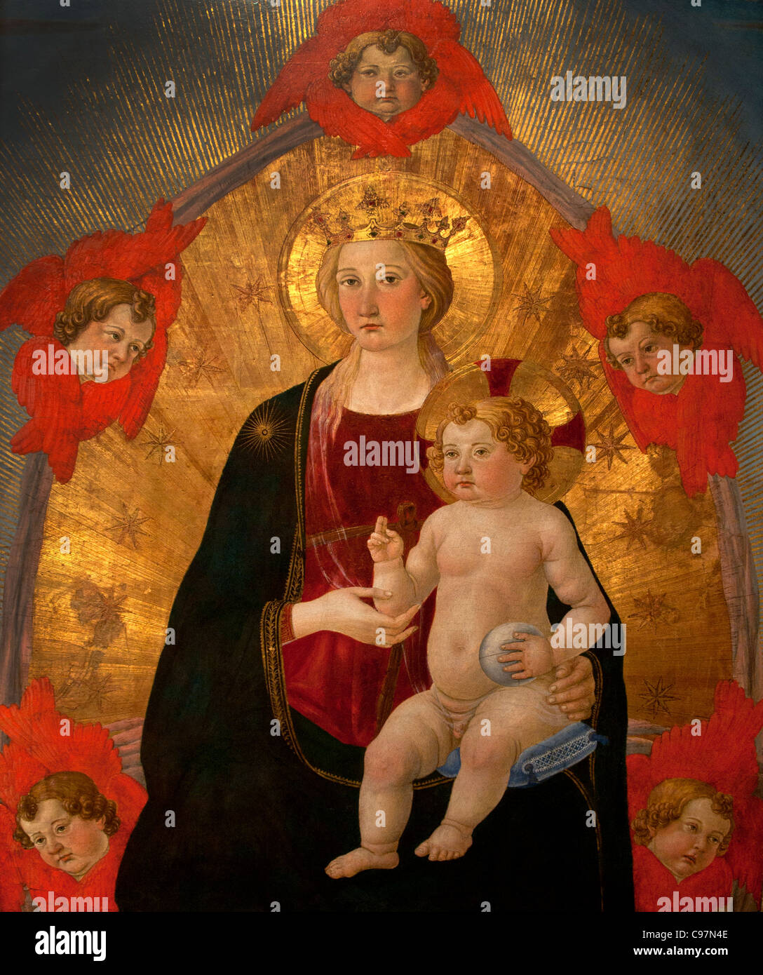 Vierge à l'enfant en gloire 1470 par Cosimo Rosselli Italie italien bébé Jésus Christ Banque D'Images