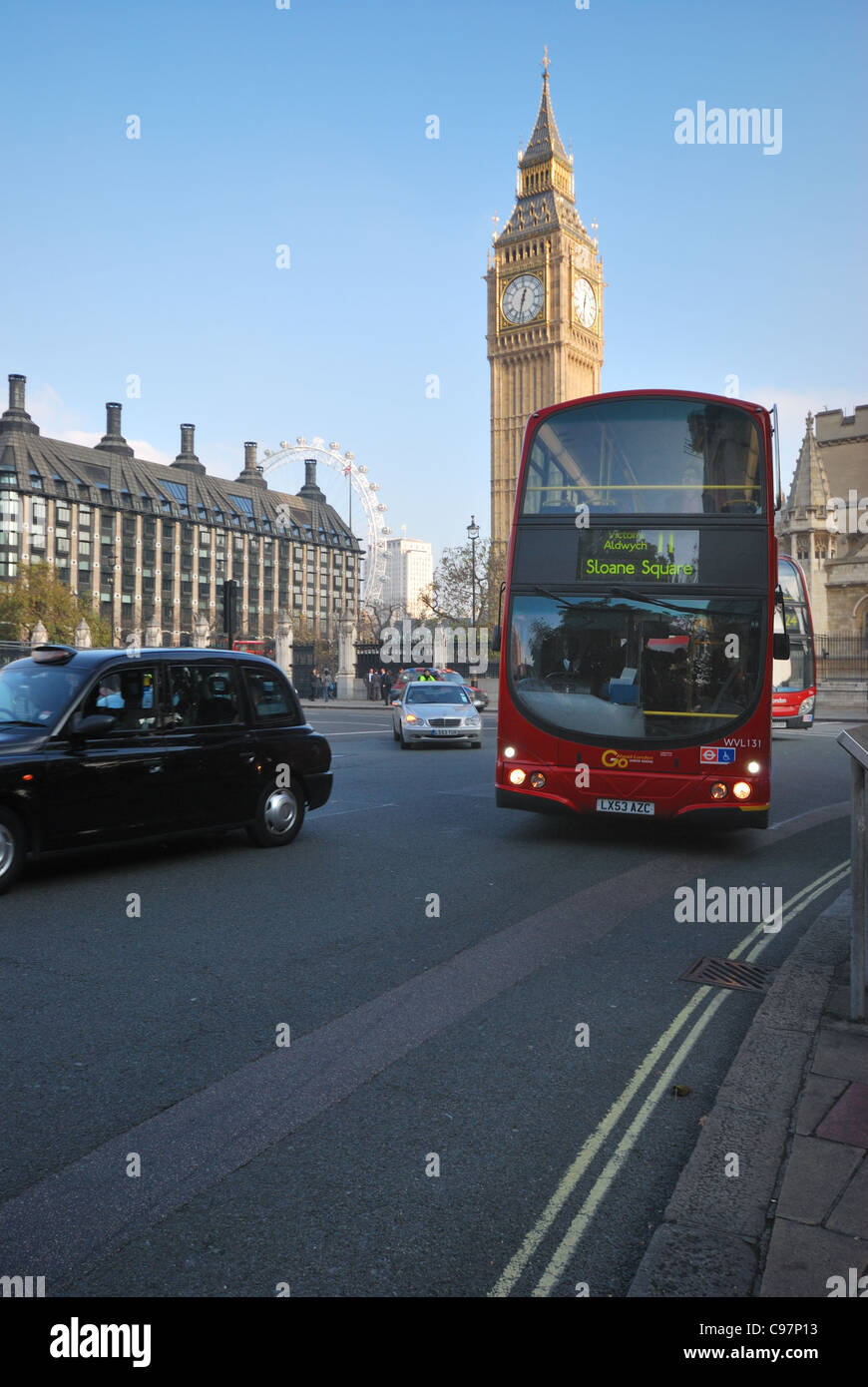 Bus de Londres à Westminster Banque D'Images