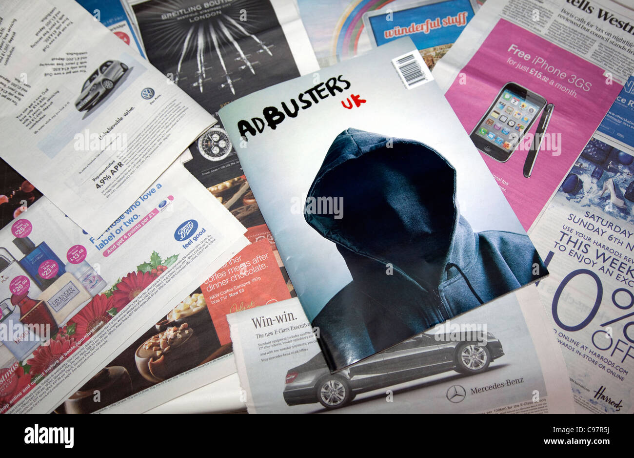 Adbusters magazine britannique, Londres Banque D'Images