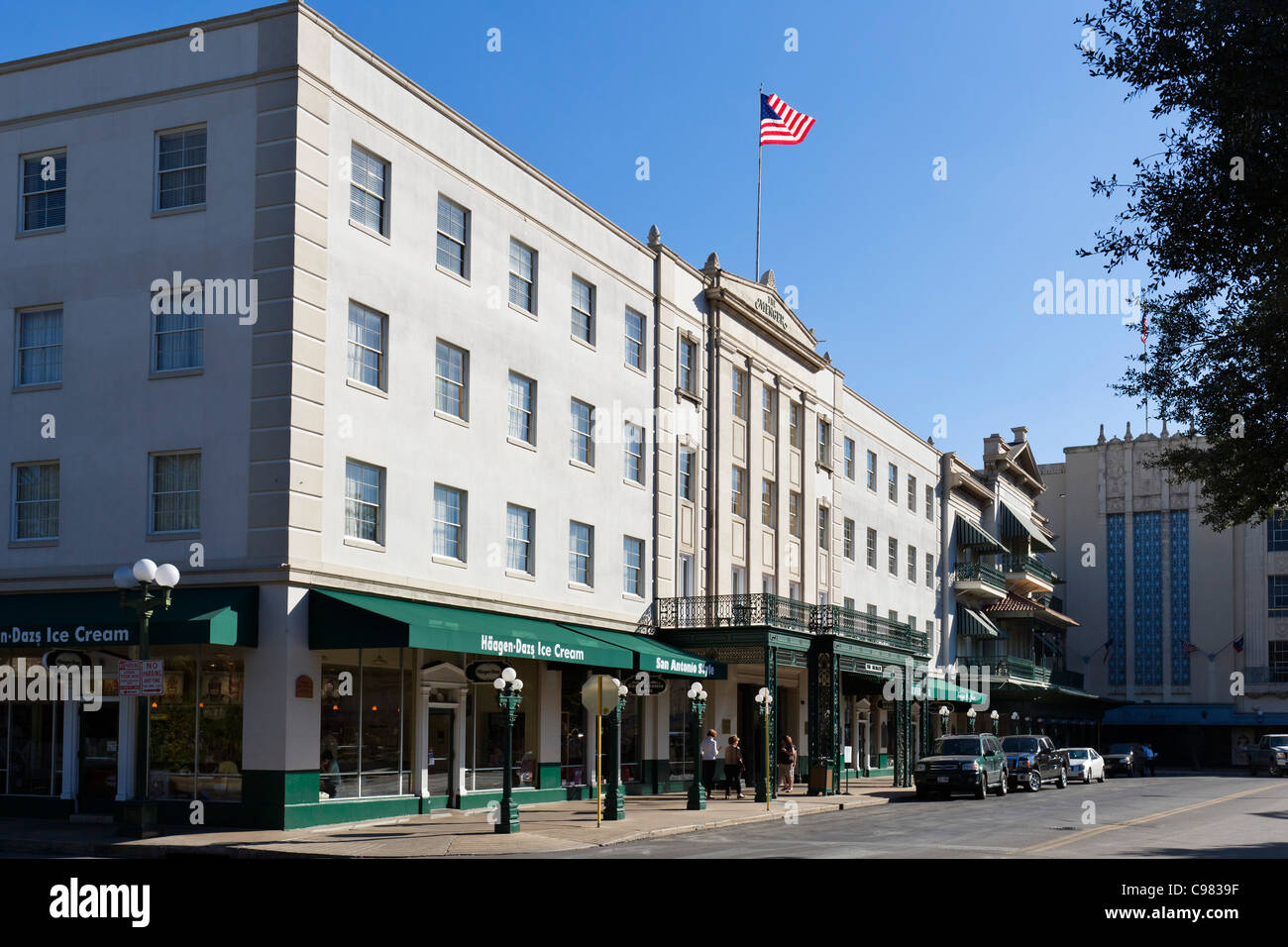 L'hôtel Menger, Alamo Plaza, San Antonio, Texas, USA Banque D'Images