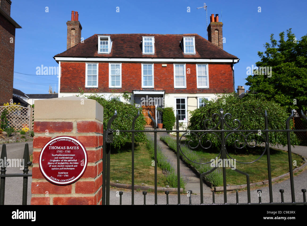 Ashton Lodge, maison du 18ème siècle et ministre mathématicien Thomas Bayes , Royal Tunbridge Wells , Kent , Angleterre Banque D'Images