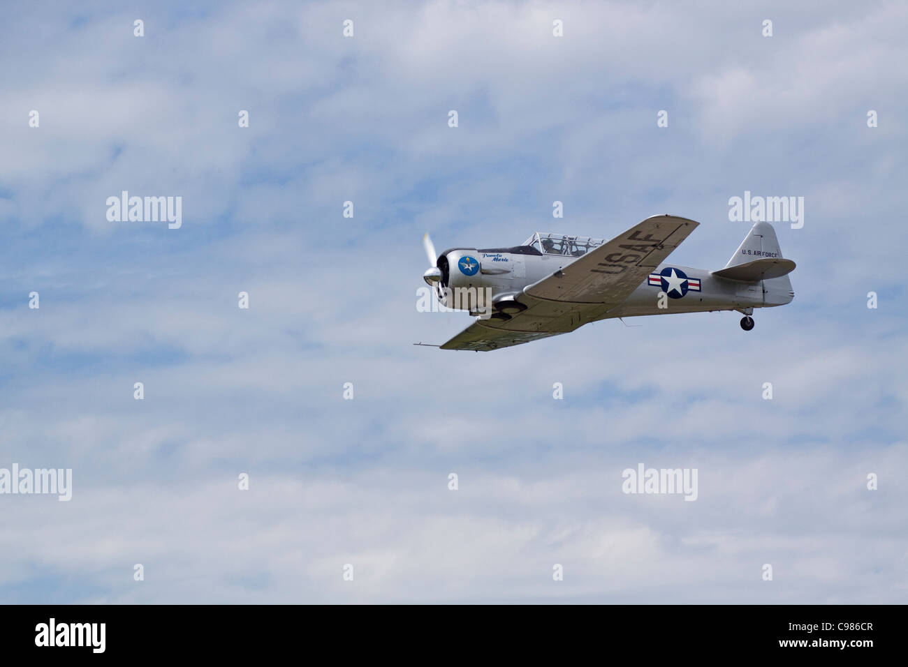 La Pamela Marie un vintage World War 2 T-6 Texan United States Air Force Avion de chasse à un aéroport régional air show Banque D'Images
