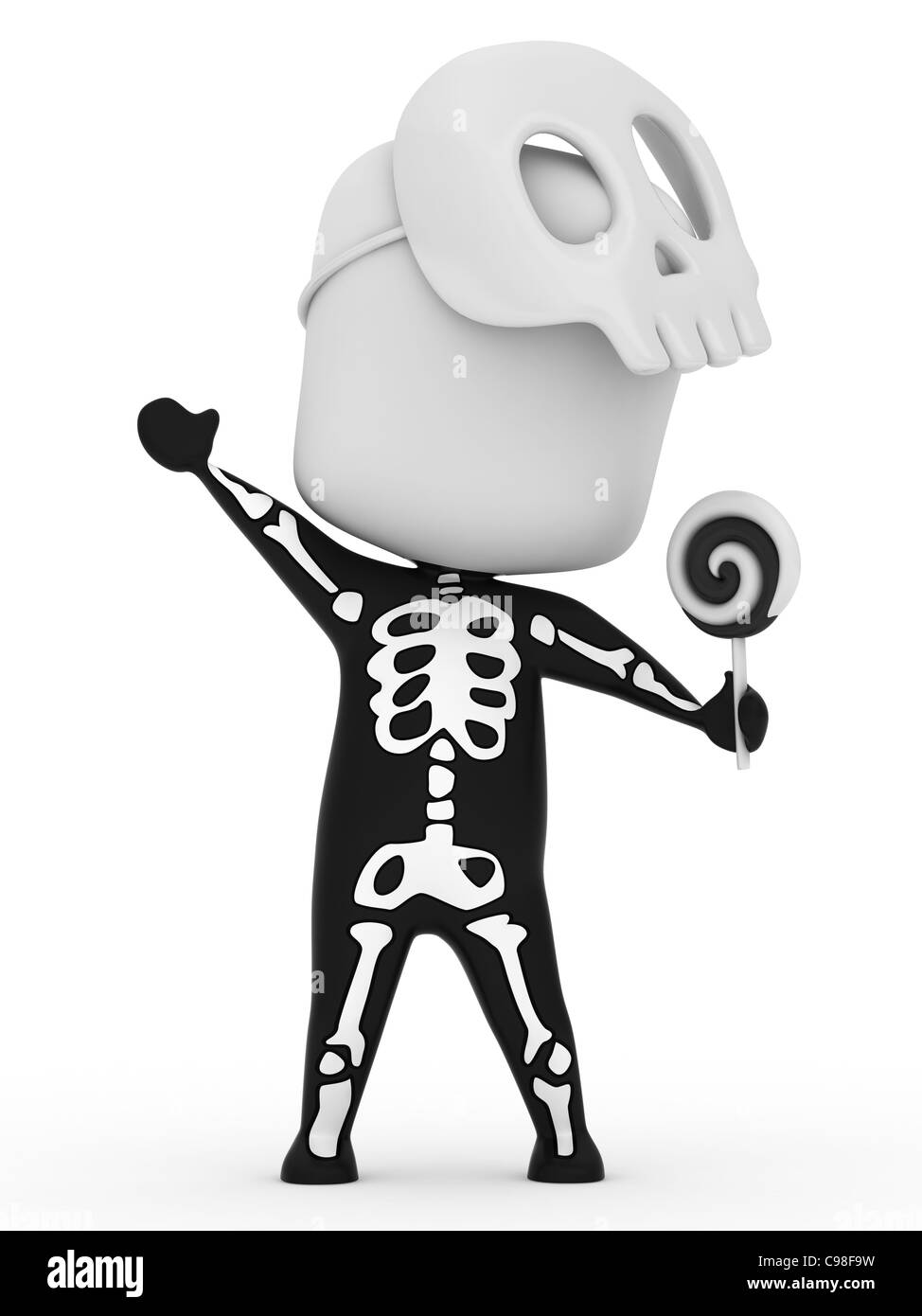 3D Illustration d'un enfant habillé comme un squelette Banque D'Images
