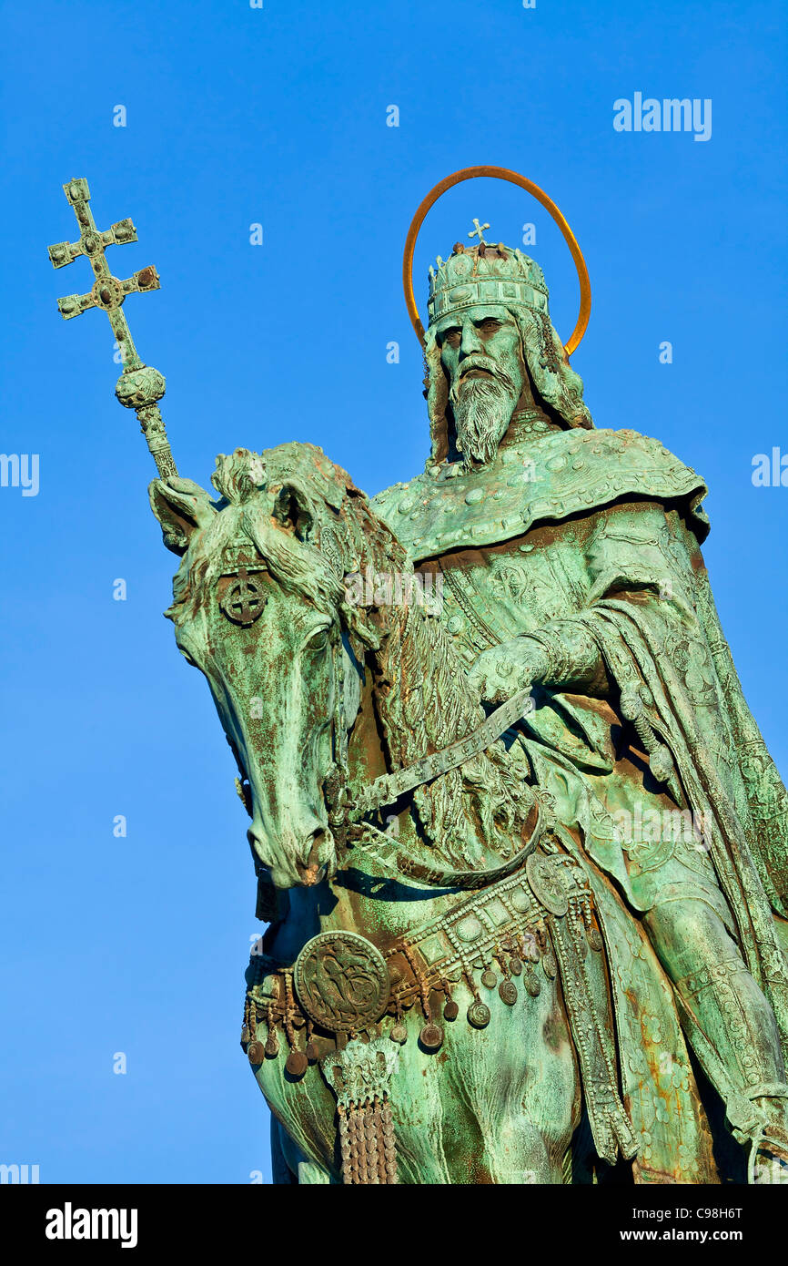 Budapest, statue de Saint Stephen Banque D'Images