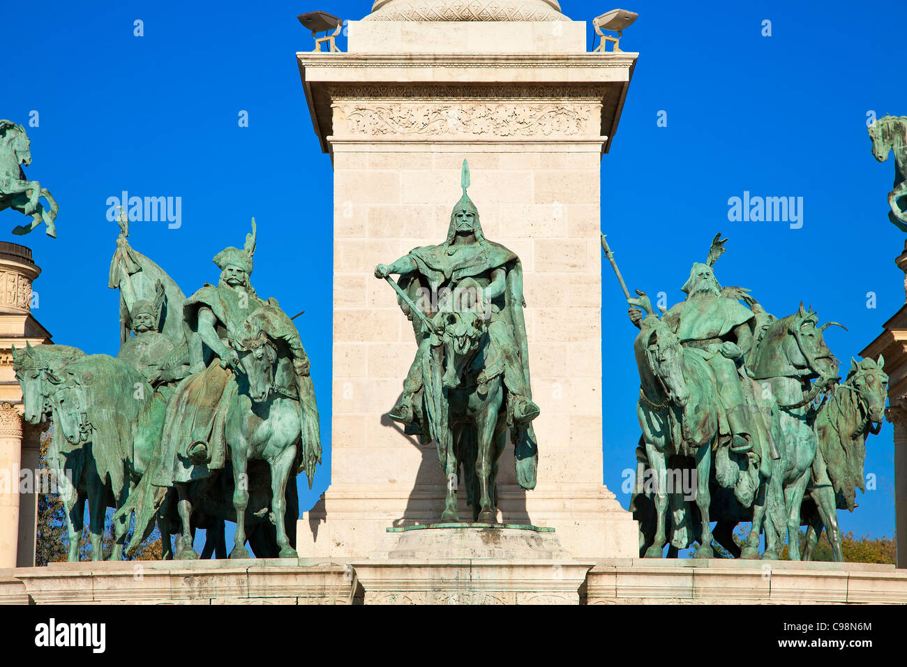 Budapest, Monument du Millénaire et la Place des Héros Banque D'Images