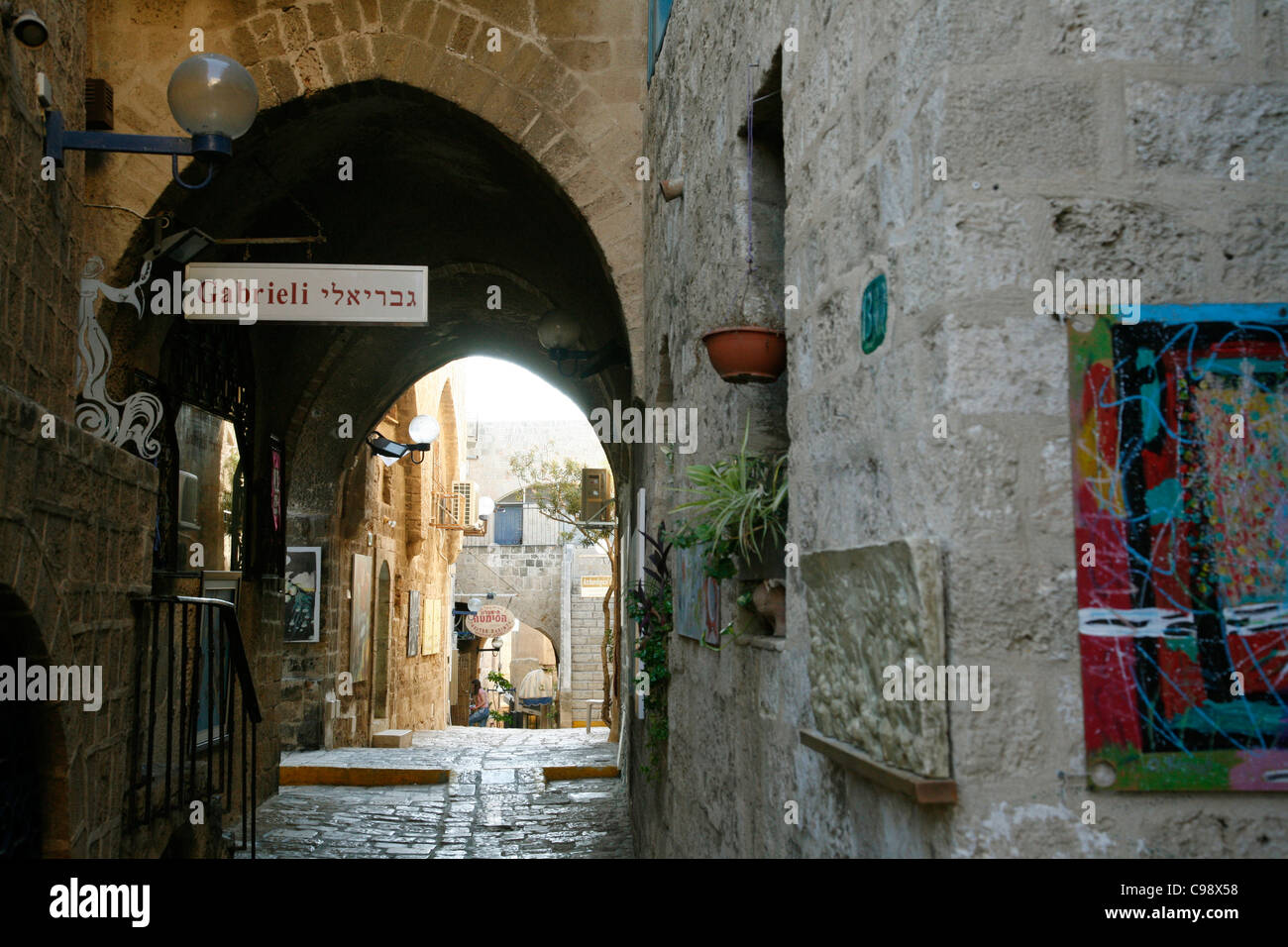 Ruelles dans la vieille ville de Jaffa, Tel Aviv, Israël. Banque D'Images