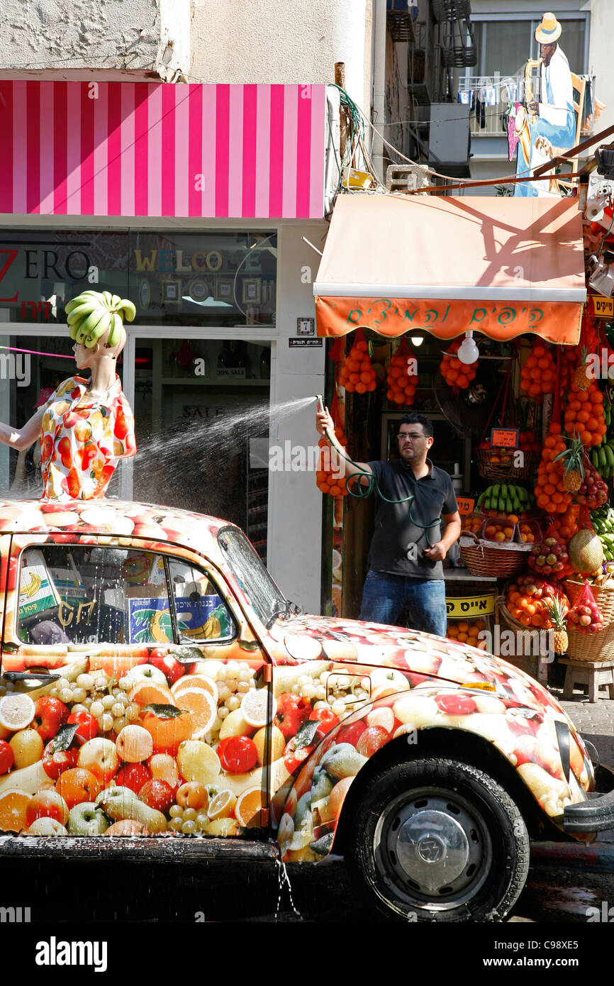 Jus de fruits, de décrochage Sheinkin street, Tel Aviv, Israël. Banque D'Images