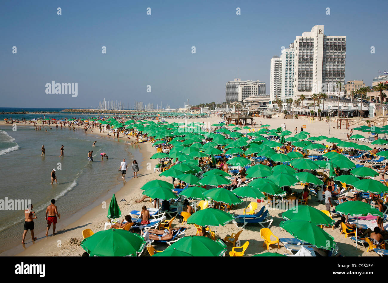 Plage, à Tel Aviv, Israël. Banque D'Images