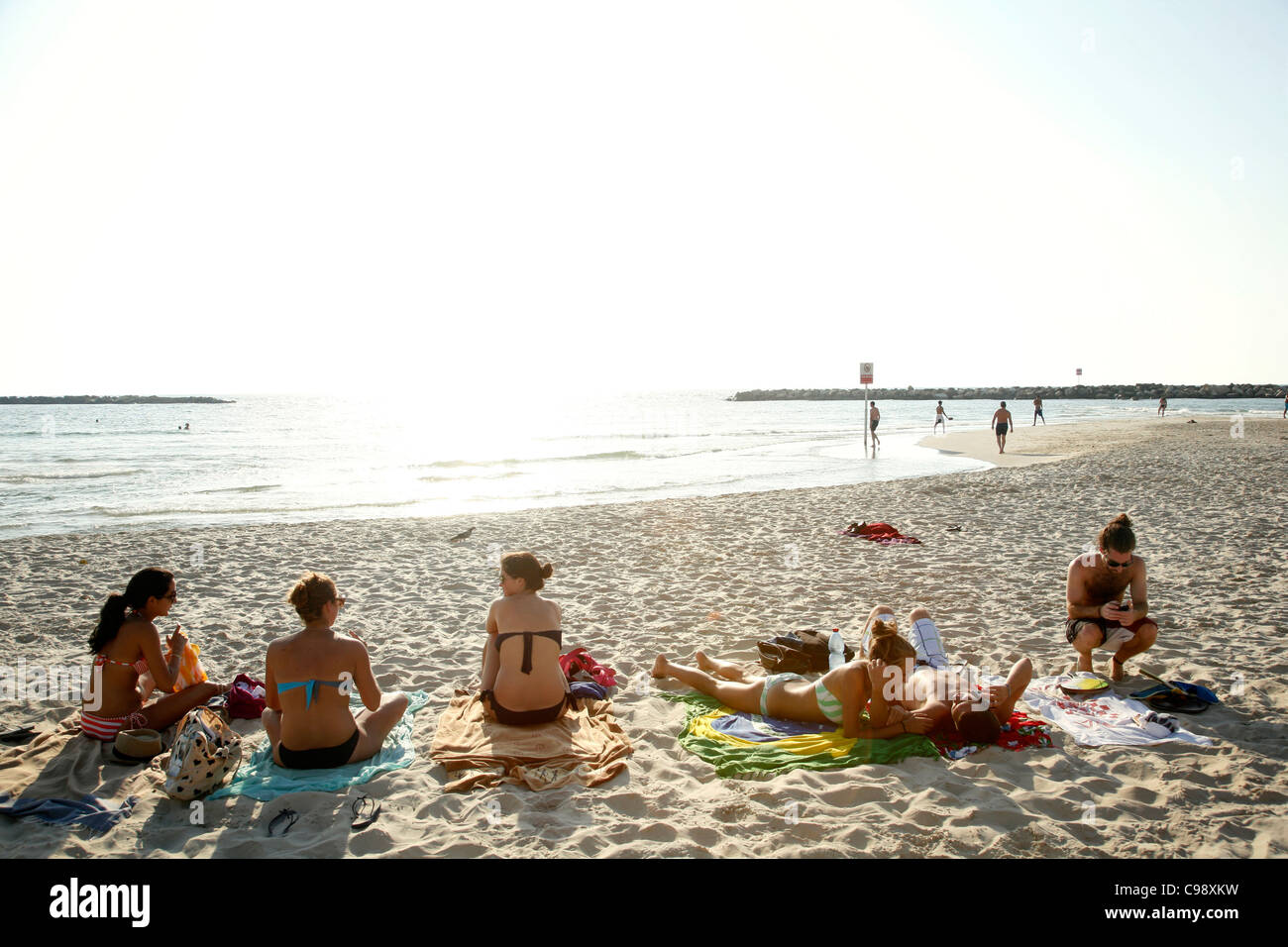Plage, à Tel Aviv, Israël. Banque D'Images