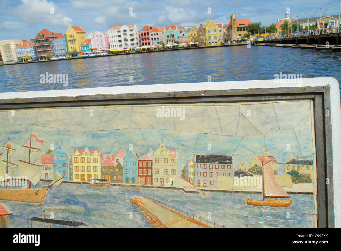 Willemstad Curaçao,pays-Bas Lesse Leeward Antilles,ABC Islands,Otrobanda,Punda,Handelskade,Waterfront,St. Sint Anne Bay Water, Koningin Emmabrug, un Banque D'Images
