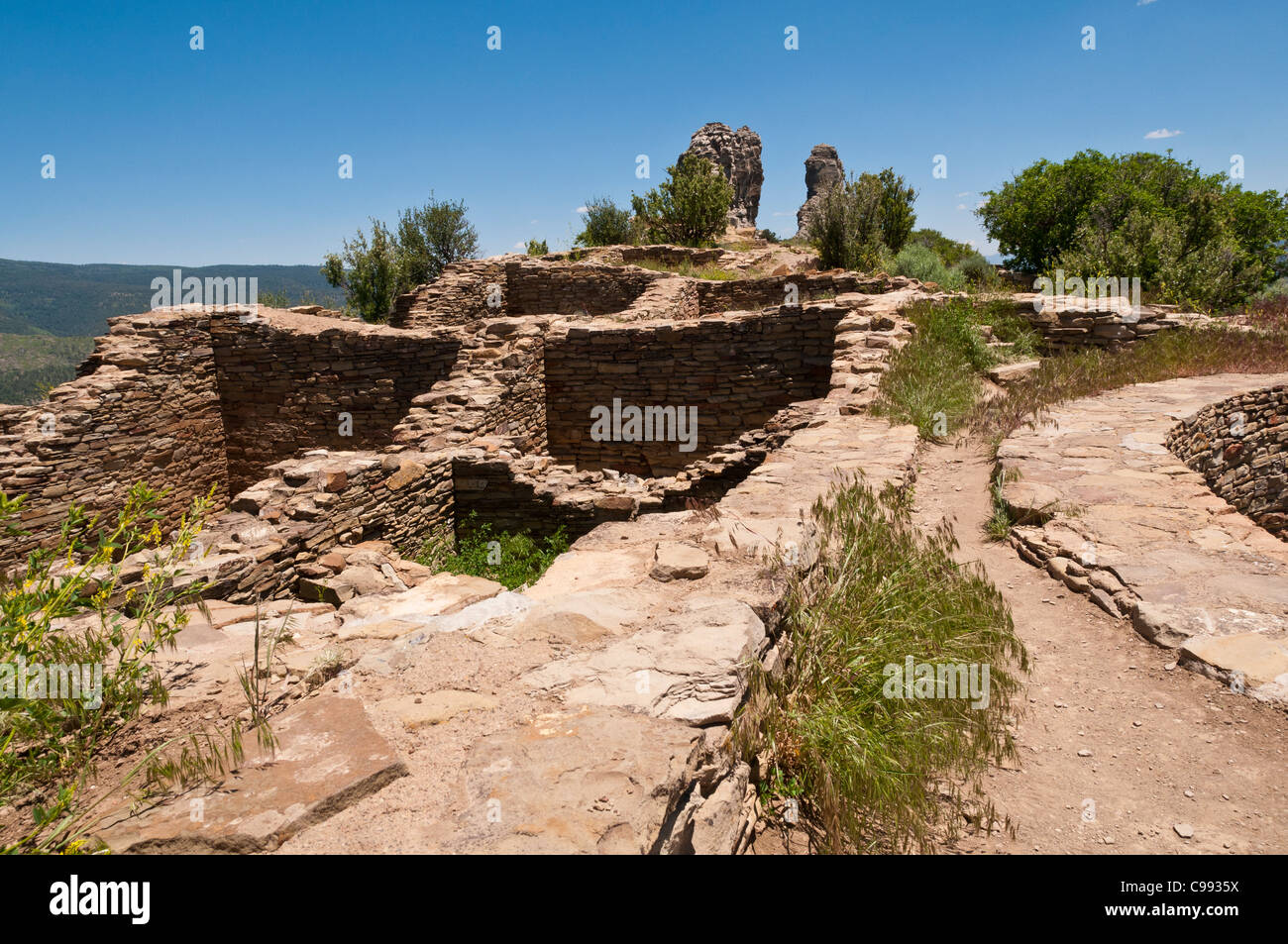 Grande maison Pueblo, Chimney Rock, Zone Archéologique de Pagosa Springs, Colorado. Banque D'Images